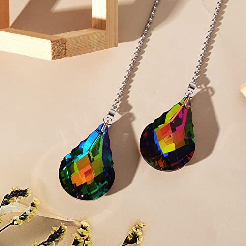 Image of 2pcs Crystal Prisms Pull String Light Fixture Fan Pull Chain Extender Connectors Pendant