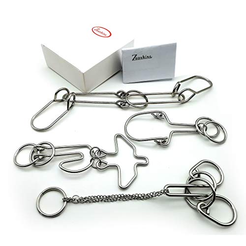 4 Sets Zooshine Advanced Metal Brain Teasers Puzzles for Kids Adults Metal Puzzle for Party,Office Relax Toys,Parent-Children Games