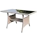 Calma Lux® Polyrattan Gartentisch 120x70x68cm mit Ablage Glas Tischplatte Wetterfest Garten Terrasse Balkon Tisch Esstisch Gartenmöbel (Beige)