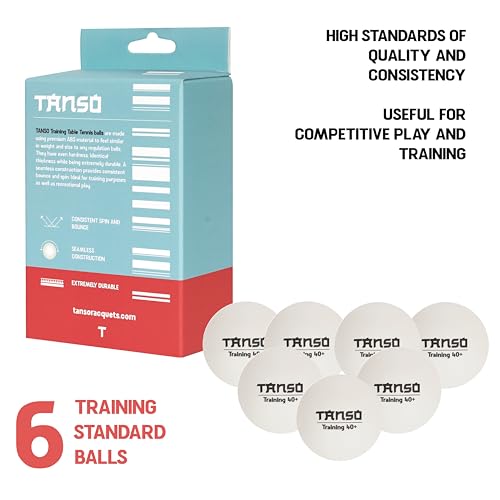 Image of Tanso Training Table Tennis Balls High Performance TT Balls (40+ mm TT Balls for Professional Training, ABS Plastic Table Tennis Ball White 6 Pcs, Extremely Durable Ping Pong Ball)