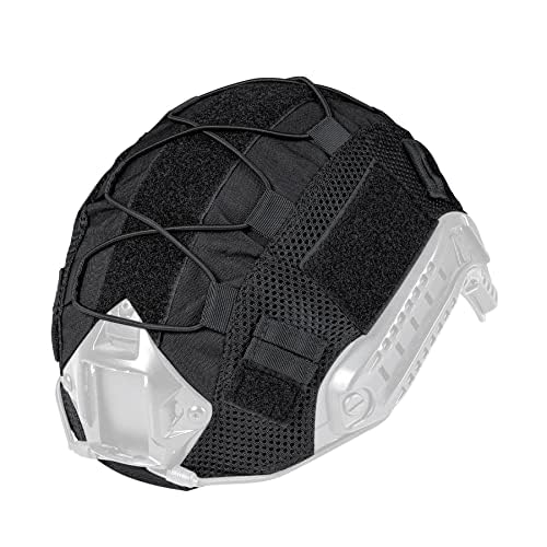 IDOGEAR Tactical Helmet Cover for Fast Helmet Multi-camo Helmet Cover for Airsoft Helmet in Size M/L, Military Paintball Hunting Shooting Gear - 500D Nylon - Without Helmet (Black)