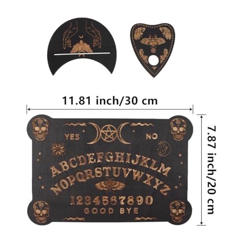 ieron Schwarzes Ouija-Brett-Set Aus Holz, Klassische Sprechbretter Mit Planchette, Metaphysisches Nachrichten-Spirit-Brett, Wicca-Geschenke Für Hexereibedarf