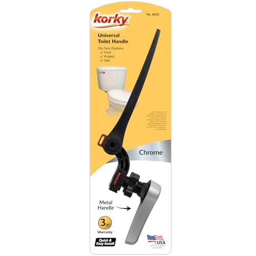 Korky Toilet Handle, Chrome - Metal Handle - Tank Lever Replacement - Universal to Fit Front, Angled, Side, Left Mount Toilet - 6055BP