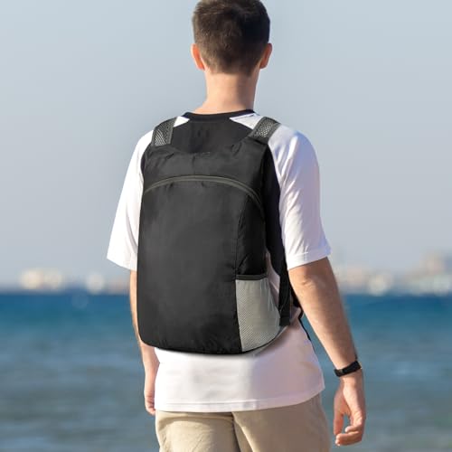 Mochila de senderismo plegable resistente al agua azul miniatura 6