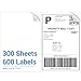 Half Sheet Self Adhesive Shipping Labels for Laser and Inkjet Printers (600 labels, Pack Of 3)
