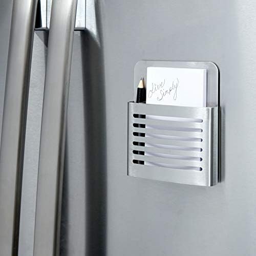 iDesign Forma manyetik modern kalem ve kalem tutacağı, metal, yazı gereçleri saklama, mutfak, dolap, ev veya ofis için düzenleyici, 5,3 x 10,2 x 15,9 cm, paslanmaz çelik - Görsel 2