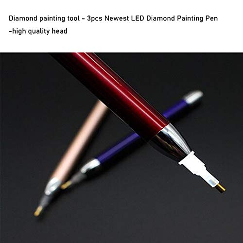 VAVCASE diamond art painting Pen with Light - 3PCS Diamond Dots Painting Tools -Lighting diamond art painting Tools 4 Pen Heads, Storage Bag,Rhinestone Picker Tool Kit, Nail Art DIY Decoration Sewing Cross Stitch Accessories by VAVCASE - Image 5
