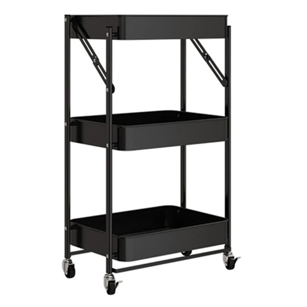 Carrello multiuso con rotelle a 3 ripiani, estraibili(/Black)