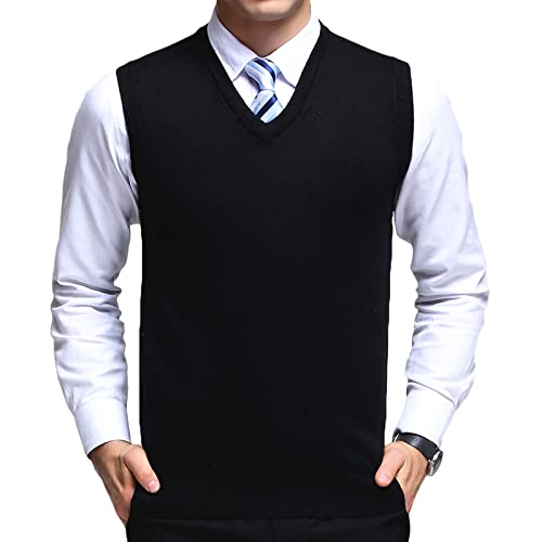 Chaleco de lana cuello en V hombre ideal para oficina y reuniones de negocios con estilo