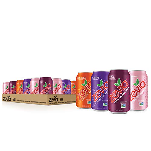 Zevia Zero Calorie Soda, Fruity Variety Pack, Naturally Sweetened Soda, (24) 12 Ounce Cans; Strawberry, Orange, Black Cherry & Kidz Sparkling Drink, Variety Pack, 7.5 Ounce Cans (Pack Of 24) #TOP1