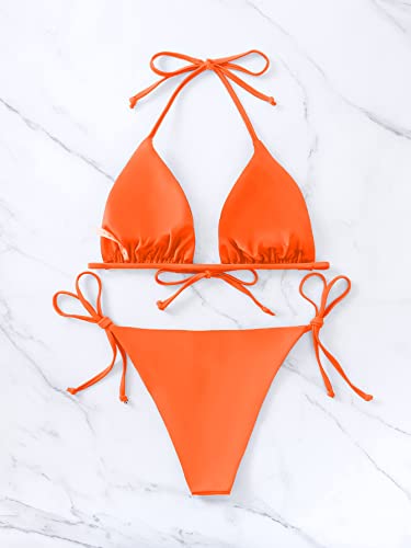Image of Bikinis Swimsuit Set for Women Swimwear Triangle Bathing Suit Tie String Thong