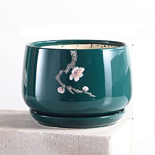 Planteur rétro YRYRYW grand pot de fleur en céramique jardinière ronde