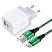 Produktbild Ouorkee 20W USB C Ladegerät, 2-Port USB Stecker Netzteil PD USB Charger Ladestecker und QC 3.0 Steckdose Wandladegerät mit USB C Kabel für iPhone 13/12/11, Sumsung Galaxy S21, S20,Huawei,LG,Sony