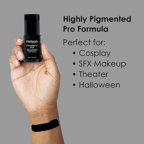 Mehron Makeup Creamblend Stick | Face Paint, Body Paint, & Foundation Cream Makeup | Body Paint Stick .75 Oz (21 G) (Black) #TOP2