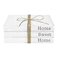 TenXVI Designs Decorative White Books, Set of 3 - Home Sweet Home Stacked Books - Rustic Farmhouse Accent Decor for a Living Room Coffee Table, Entryway Shelf, End Table, Mantel & Bedroom Night Stand