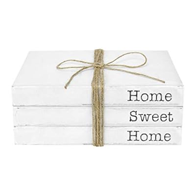 TenXVI Designs Decorative White Books, Set of 3 - Home Sweet Home Stacked Books - Rustic Farmhouse Accent Decor for a Living Room Coffee Table, Entryway Shelf, End Table, Mantel & Bedroom Night Stand