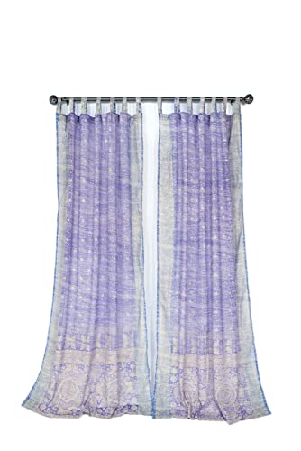 Light-Filtering Sari Curtains in Lavender Periwinkle (Set of 2, 84" L x 42" W)