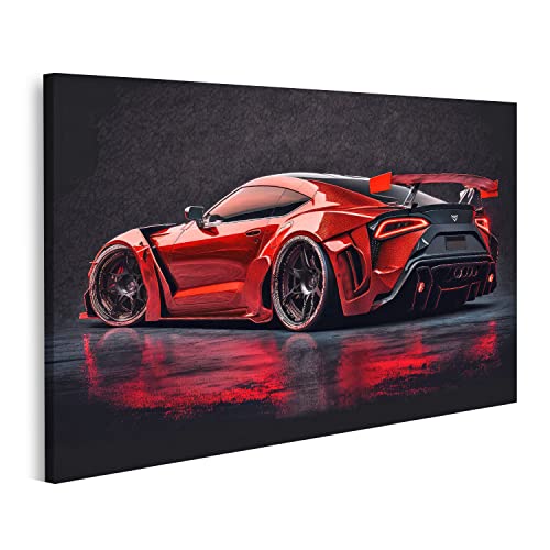 Voiture de sport rouge tableau sur toile déco pour chambre d'enfant