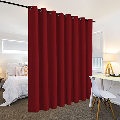 Image of RYB HOME Light Block Divider Curtain Extra Wide Room Divider Curtain Separate Wall for Share Apartment /Nursery /Home Theatre /Storage /Studio /Office, W 15ft x L 9ft, Burgundy Red, 1 Panel