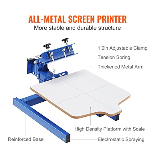 VEVOR Screen Printing Machine, 1 Color 1 Station Silk Screen Printing Press, 21.2x17.7in / 54x45cm Screen Printing Press, Double-Layer Positioning Pallet, Adjustable Tension for T-Shirt DIY Printing by VEVOR - Image 5