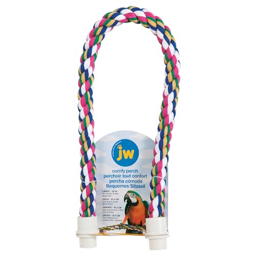 Image of JW Pet Comfy Perch for Birds Flexible Multi-Color Rope, Large - 36 inch Length (Pack of 12)