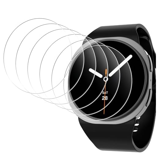 Joogee Screen Protectors Compatible with Samsung Galaxy Watch 8 44mm, 6 Pack Tempered Glass Screen Film, 9H Hardness HD Screen Protection Anti-Scratch, Easy Installation, Bubble Free