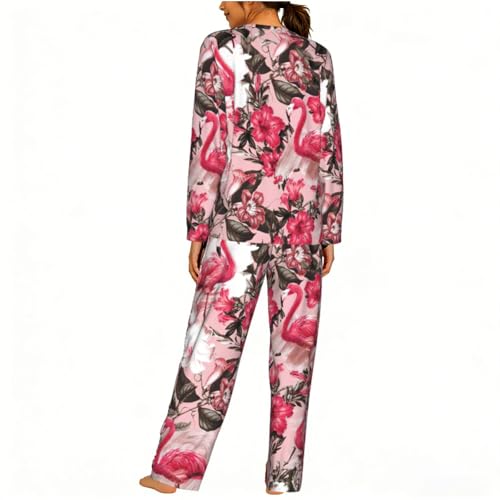 Pyjama long femme à motif flamant rose pour ne plus avoir froid la nuit - 2