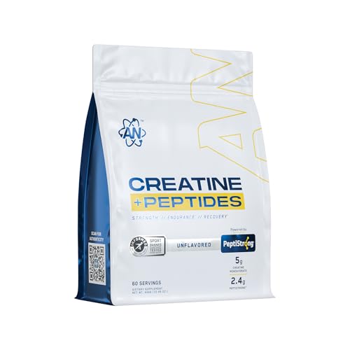 Applied Nutrition Creatine + Peptide Powder 5g Creatine Monohydrate and 2.4g PeptiStrong Per Serving for Strength Endurance Recovery and Muscle Growth Unflavoured (444g -30 Servings)
