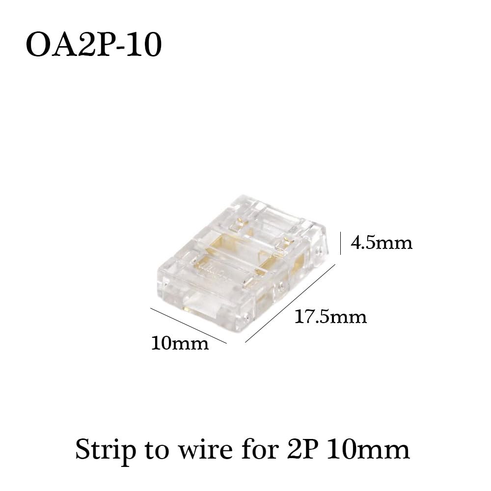 COB LED Wire Connector 5 8 10mm Connection Solderless Mini Buckle FCOB RGB CCT LED Strip Lights 2 3 4 Pin No Dark Area Connector - (Color: OA2P-10, Package: 50PCS)
