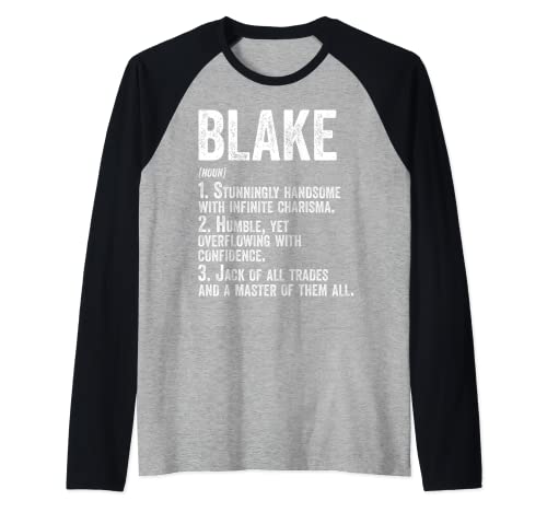 Nombre Camisa Blake Definition Nombre Personalizado Divertido Camiseta Manga Raglan
