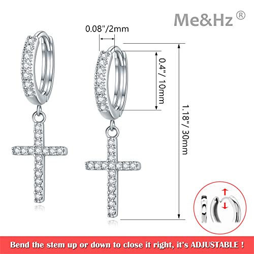 14K Plated Cross Earrings Silver Huggie Hoop Earrings Cubic Zirconia Cross Charm Dangle Drop Earrings For Women Men Teen Girls #TOP3