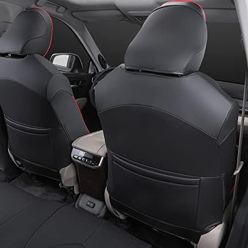 Xipoo Fit Toyota Highlander 2020-2023 Car Seat Cover 7 Seat 3 Row Seat Cover Seat Protector For Toyota Highlander 2020 2021 2022 2023 Accessories (Black, 2020-2023 W/Second Row Captain Chair) #TOP2