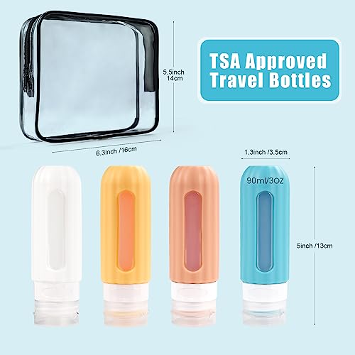 LofyJoy Reusable Silicone Travel Bottles for Toiletries TSA Approved, Leak Proof Travel Size Bottles Refillable Travel Containers for Shampoo Conditioner Mini Bottles 3 oz image 2