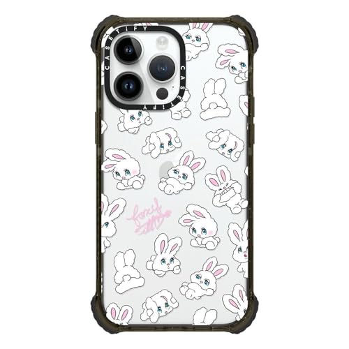 CASETiFY �E���g�� �C���p�N�g iPhone 14 Pro Max [�����X���� / 2.5m����̗����������N���A (MIL�K�i4�{����) / ���C�����X�[�d] - Bunnies - �u���b�N