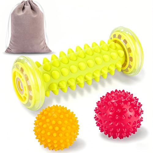 Rodillo de bola de masaje, Juego de 3 bolas de masaje para pies, Masajeadores de Pies para Fascitis Plantar, Músculo, Cervical, Espalda, Nalgas, Hombro, Brazos