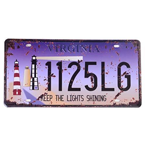 Shinewe Autokennzeichenanhänger für Zuhause/Café, Bar/Pub/Restaurant/Ausstellung, Wanddekoration, Vintage-Design, 15 x 30 cm, Virginia 1125lg, 15x30cm