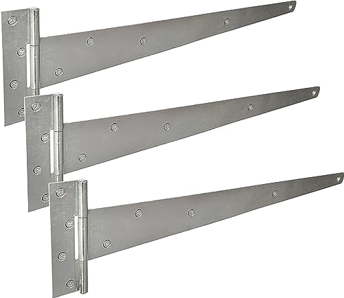 IRONTITE® Lot de 3 charnières en T galvanisées BZP 600 mm – Charnières en T revêtues de zinc pour portails en bois ou abris de jardin