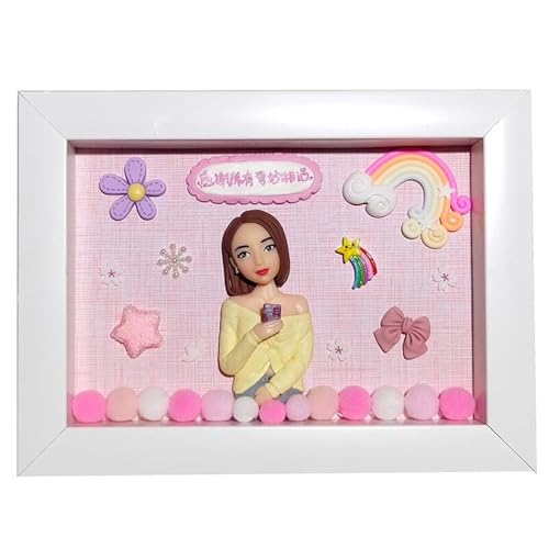 LIANTIAN Recuerdos artísticos de graduación Marco de Fotos de muñeca de Dibujos Animados de Arcilla polimérica Personalizado para colegas, Novias y Parejas(Single)