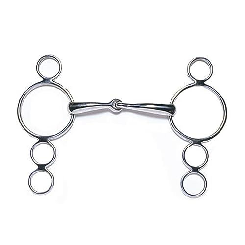 JP Korsteel Stainless Steel Jointed 3 Ring Dutch Gag Bit, 5
