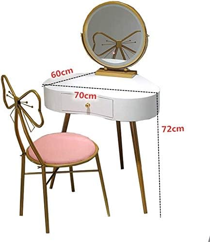 3-Color Touch Screen Dimmable Mirror, Bedroom Vanity Table Set with Drawers and Stool, Princess Makeup Dressing Table (Color : White-a, Size : 70x60x72c (White b) image 5