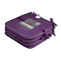 Lions Chair Seat Pads for Dining Chairs Pack of 4 - Removable Seat Covers Pad, Non Slip Kitchen Square Chair Seat Cushions With Ties, Comfortable Garden Outdoor Pads (38x38cm, Aubergine)