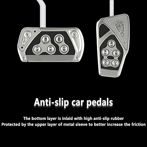 Aokdom 2 Pcs Universal Anti-Slip Performance Pedal Cover Kit,Gas And Brake Pedal Pad,Compatible With Automatic Transmission (Silver) #TOP3