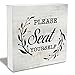 Please Seat Yourself Wood Box Sign Rustic Wooden Box Sign Farmhouse Bathroom Restroom Toilet Desk Shelf Decor (5 X 5 Inch)