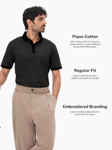 Image of LUDIC Core Polo T-Shirt, Dailymove Collection | Regular Fit | Stand-up Collars | 100% Organic Cotton, 240 GSM | Lightweight & Comfortable |Everyday Essential | Polo T-Shirt for Men