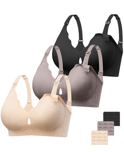 Image of HBselect Nursing Bras for Breastfeeding 3 Pack Women Maternity Jelly Bras