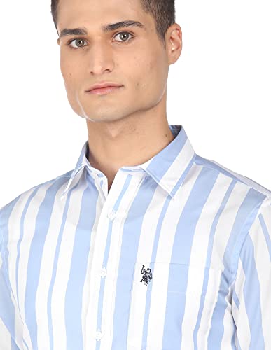 Image of U.S. POLO ASSN. Men's Cotton Regular Button Down Shirt (USSHTP0226 Blue S)
