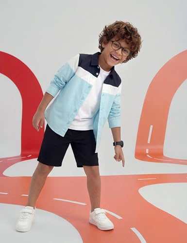 Image of Amazon Brand - Symbol Boys 100% Cotton Color Block Casual Shirt | Full Sleeves | Regular Fit | Age 2-14 Years