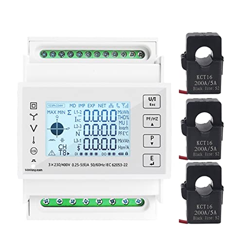 スマートエネルギー電気消費電力計 3 相 Din レールメーター Modbus 50A100A150A200A/5A CT 電圧計電流計(Meter with 3CT 200A)