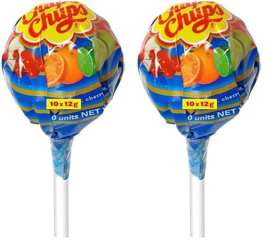 Chupa Chups Original Caramelo con Palo, de Sabores Variados, 10 x 12g (Paquete de 2)