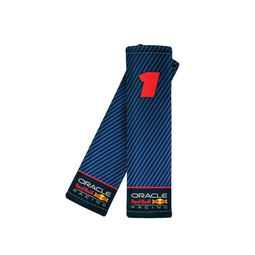 Image of Red Bull Racing Steering Wheel Cover - Universal Fit, Perforated Leather with Cloth Grips, Sporty Design, Protects & Enhances Your Vehicle's Style (RBSWCK002MVBR)